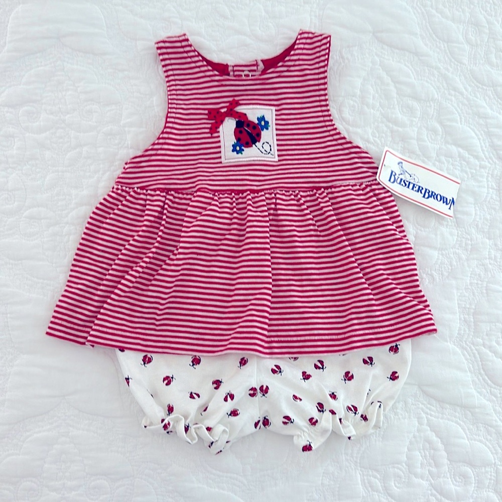 Vintage Buster Brown LADYBUG Romper Dress Girls Size 12m 12 months NEW NWT